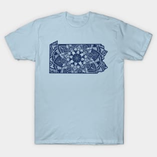 Blue Pennsylvania State Gift Mandala Yoga PA Art T-Shirt